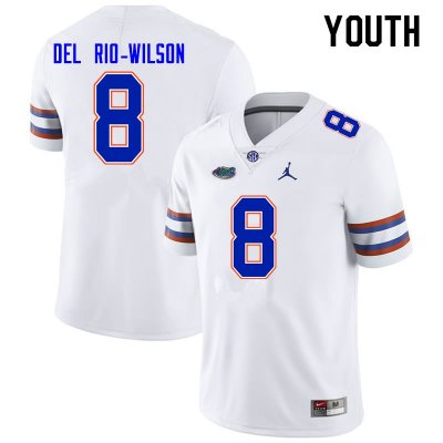 Youth Florida Gators #8 Carlos Del Rio-Wilson NCAA Nike White Authentic Stitched College Football Jersey ECT8562IU